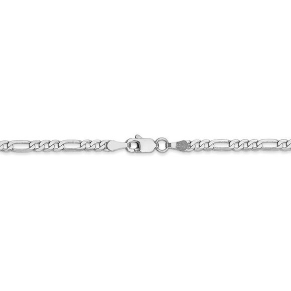 2.75mm, 14k White Gold, Flat Figaro Chain Necklace, 24 Inch - Picture 4 of 8